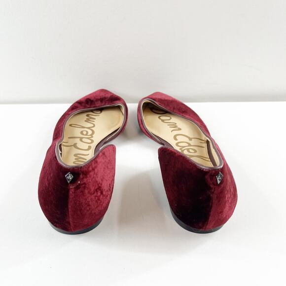 Sam Edelman Dorsay Reema Velvet Pointed Toe Flats Shoes Burgundy Maroon 8.5 - Picture 7 of 7